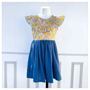 Robe Clarisse Liberty Betsy ohlala et gaze bleu océan pailletée