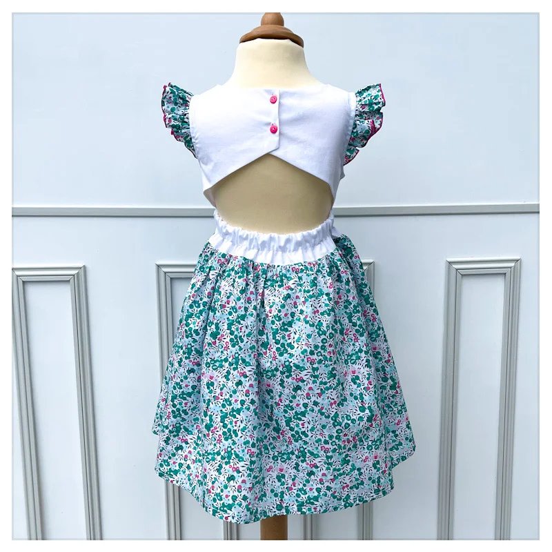 Robe Adèle liberty Wiltshire émeraude broderie Pierre Lapin – Image 2