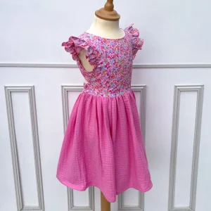 Robe Adèle liberty Wiltshire pool party et gaze rose malabar