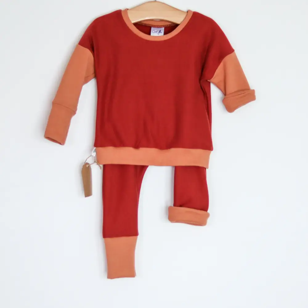 Sarouel évolutif terracotta et camel 3-12 mois – Image 2
