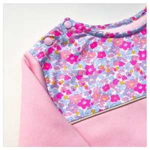 Sweat léger rose layette et Liberty USA Betsy berry giggle