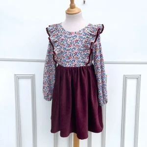 Robe Serena Liberty Betsy berry eglantier et velours griotte