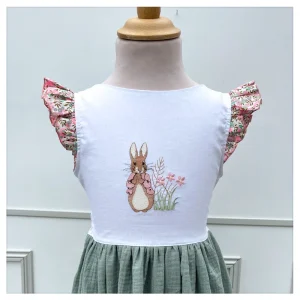Robe Adèle liberty Wiltshire seafoam et gaze pailletée-broderie Pierre Lapin