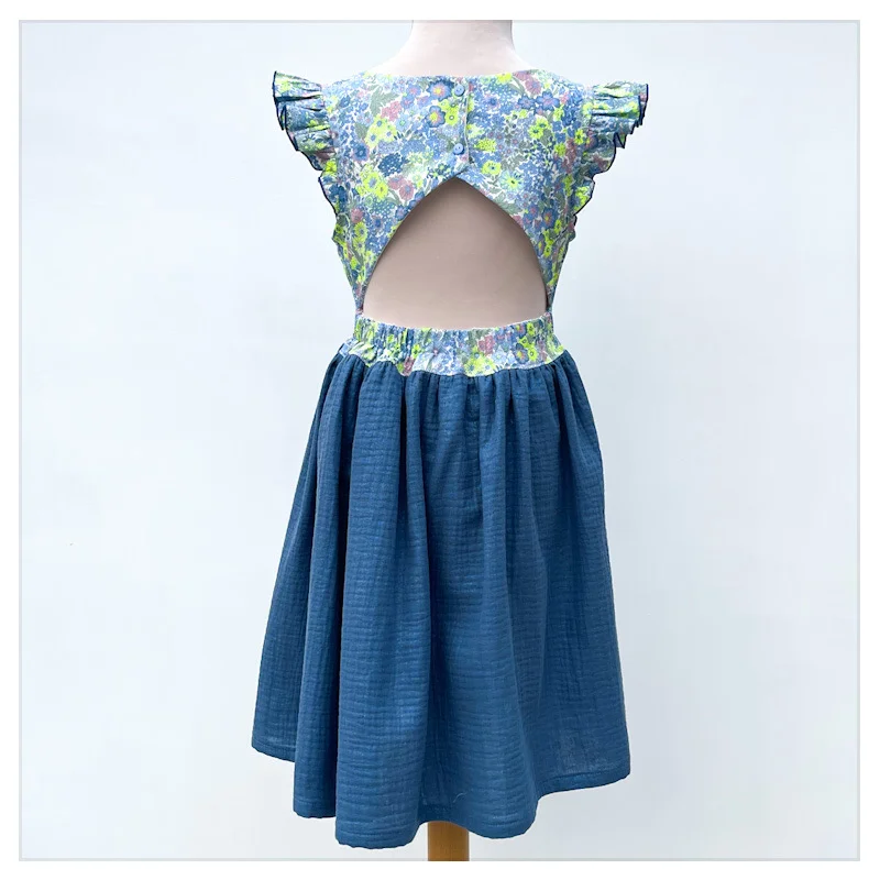Robe Adèle liberty Margaret Annie fluo givré et gaze pailletée océan – Image 4