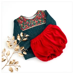 Sweat émeraude pailleté et Liberty Wiltshire winter