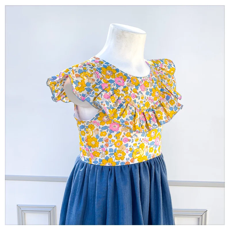Robe Clarisse Liberty Betsy ohlala et gaze bleu océan pailletée – Image 5