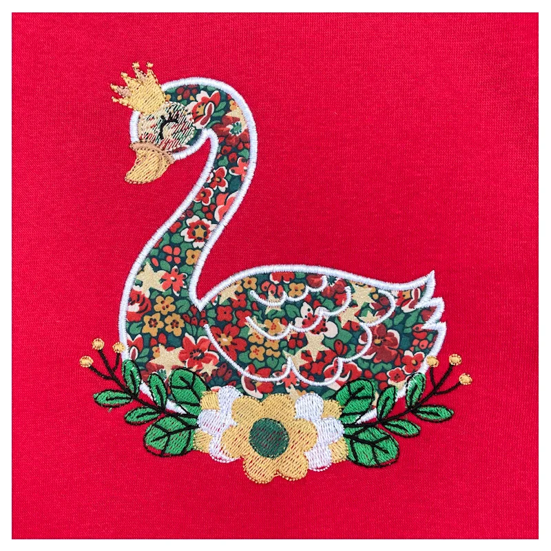 Sweat molletonné et liberty Emma stars broderie Cygne fleuri – Image 3