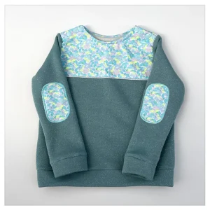 Sweat céladon pailleté et Liberty USA Betsy berry splash