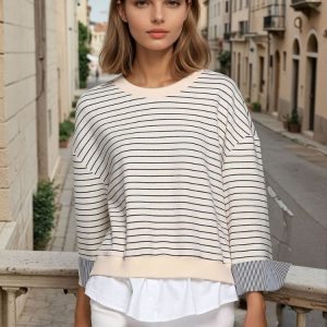Sweat marinière chic et élégant  à rayures