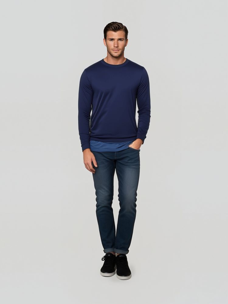 Sweat sans capuche homme bleu élégant et épuré