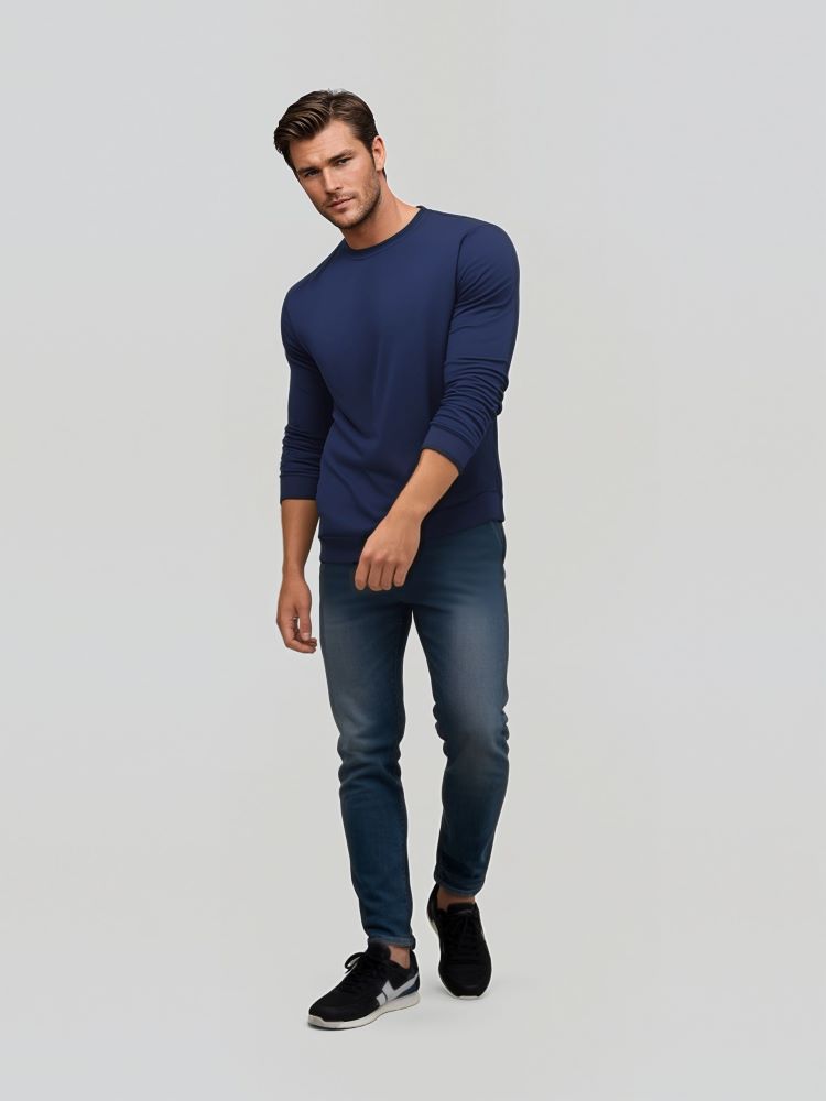 Sweat sans capuche homme bleu élégant et épuré – Image 2