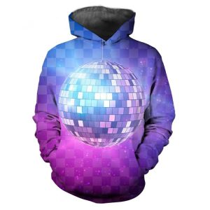 Sweat boule disco 3D hip-hop avec capuche