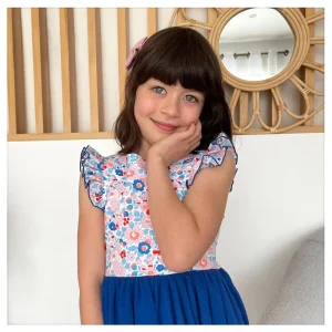 Robe Adèle liberty Betsy Piscine et gaze de coton