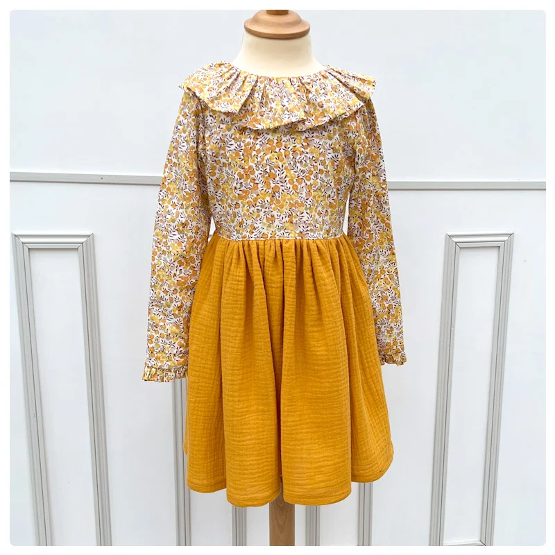 Robe Liberty Wiltshire popcorn et gaze moutarde