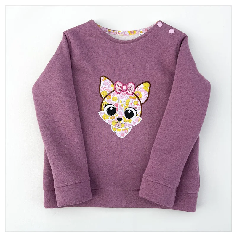 Sweat violine pailleté et Liberty USA Betsy strawberry lemonade Chihuahua