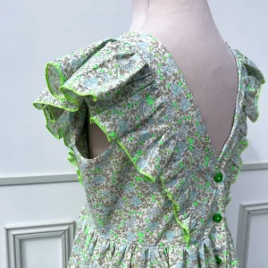 Robe Alba popeline fleurie vert fluo