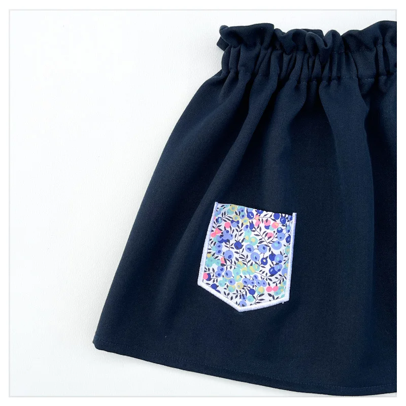 Jupe Louisette gabardine de viscose et Liberty Aurore fluo – Image 3
