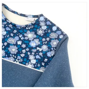 Sweat molleton bleu océan pailleté et Liberty Betsy Abyss
