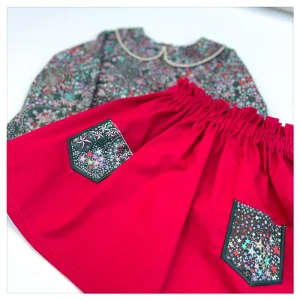 Jupe Louisette coton et Liberty Adelajda Wish