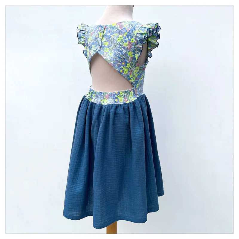 Robe Adèle liberty Margaret Annie fluo givré et gaze pailletée océan – Image 3
