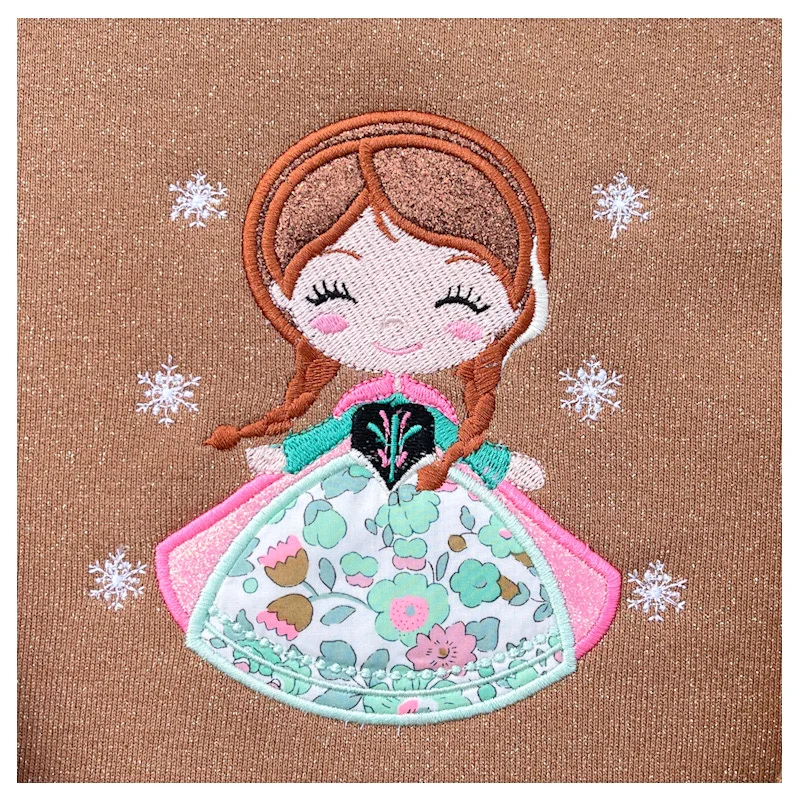 Sweat molletonné pailleté noisette et liberty Betsy seafoam broderie Anna – Image 2