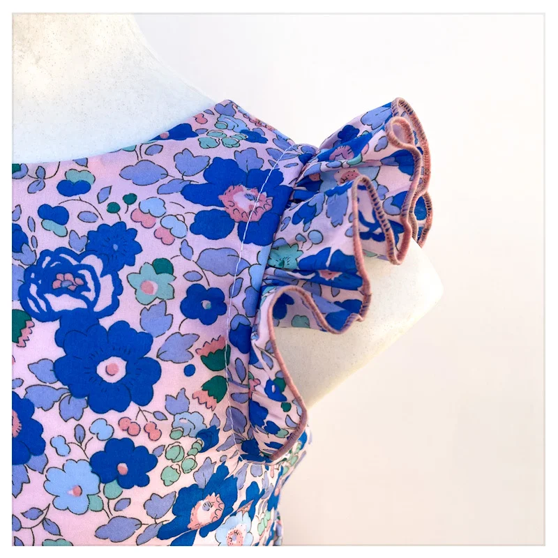 Robe Adèle liberty Betsy cobalt et gaze pailletée rose – Image 5