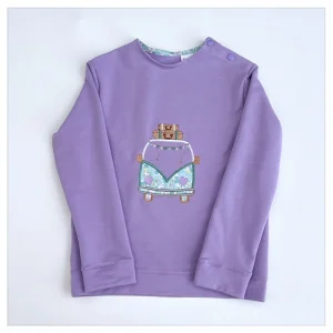 Sweat léger parme et liberty Betsy splash broderie Vanlife