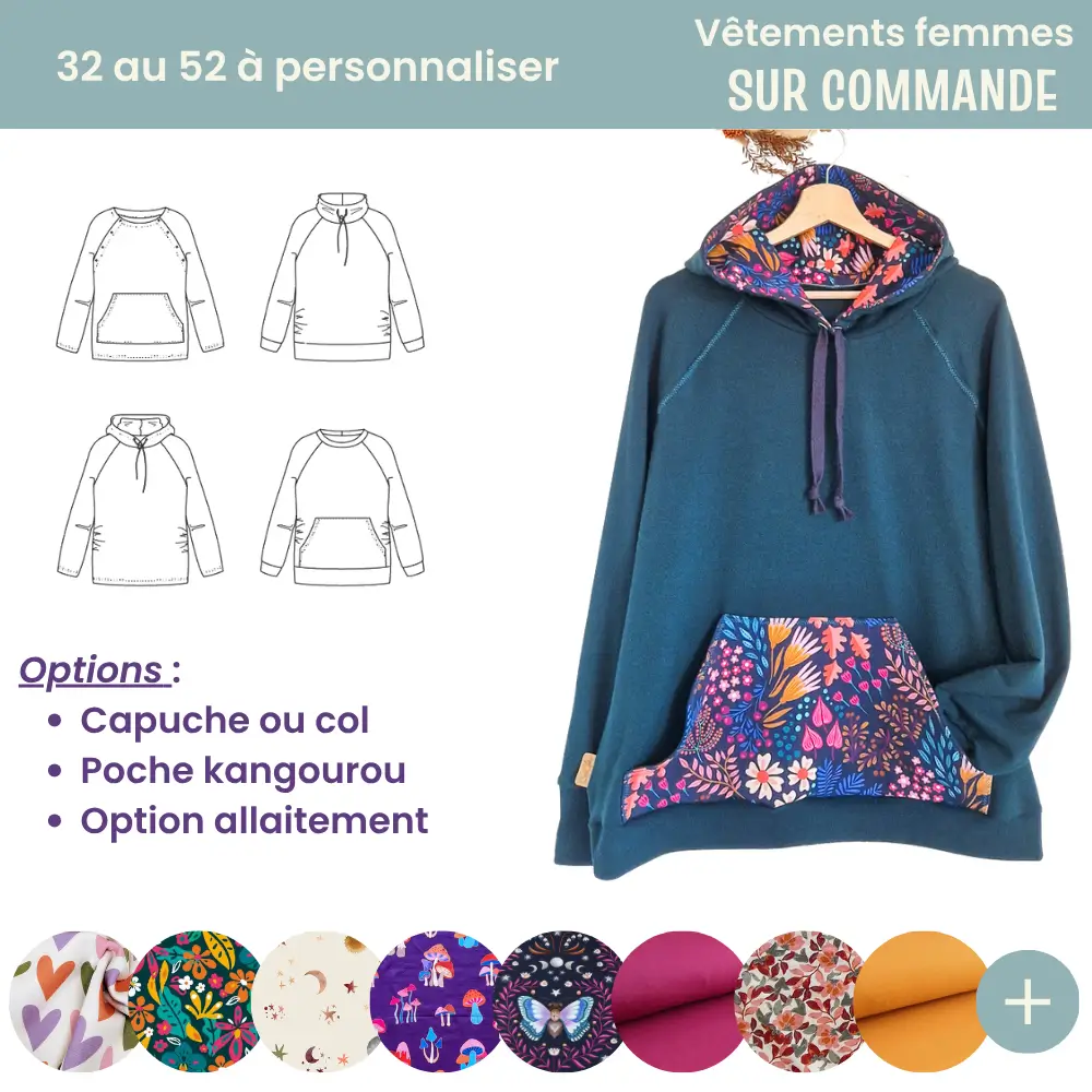 Sweat casual femme à personnaliser – compatible maternité