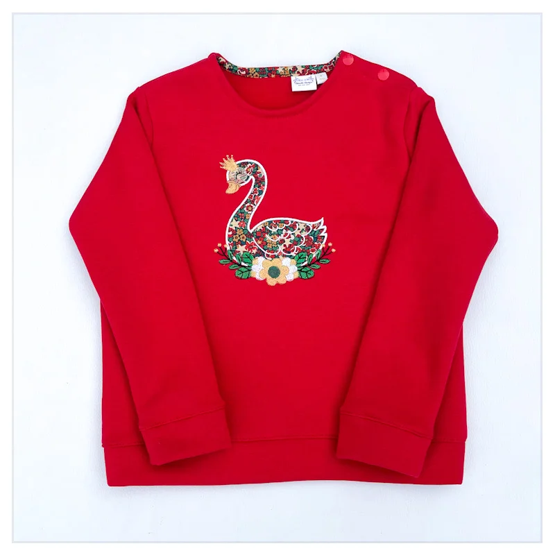 Sweat molletonné et liberty Emma stars broderie Cygne fleuri – Image 4