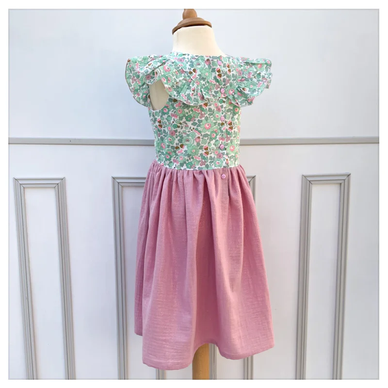 Robe Clarisse Liberty Betsy seafoam et gaze pailletée rose – Image 7