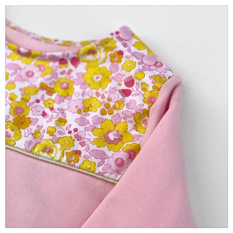 Sweat léger rose et Liberty USA Betsy strawberry lemonade