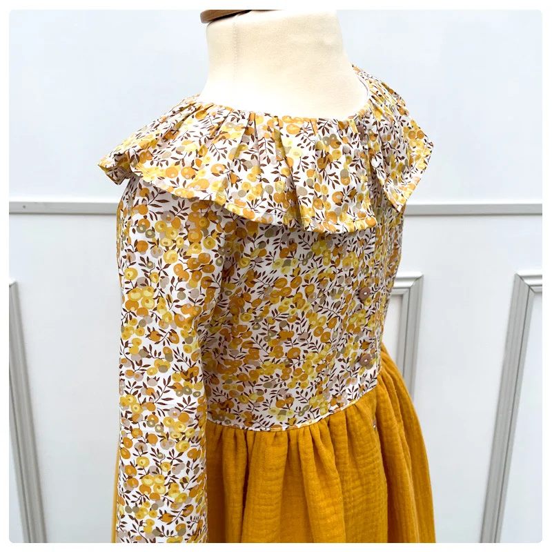 Robe Liberty Wiltshire popcorn et gaze moutarde – Image 3