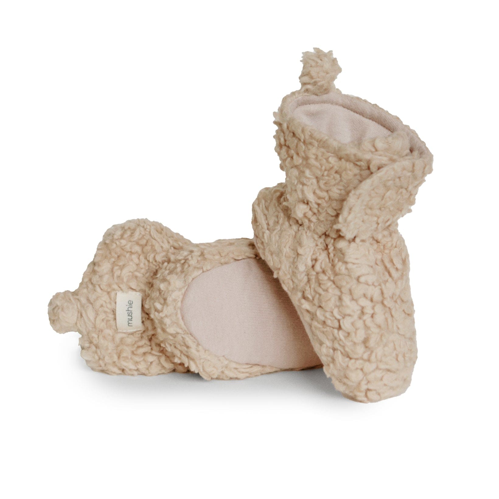 Chaussons bébé sherpa | Beige – Mushie