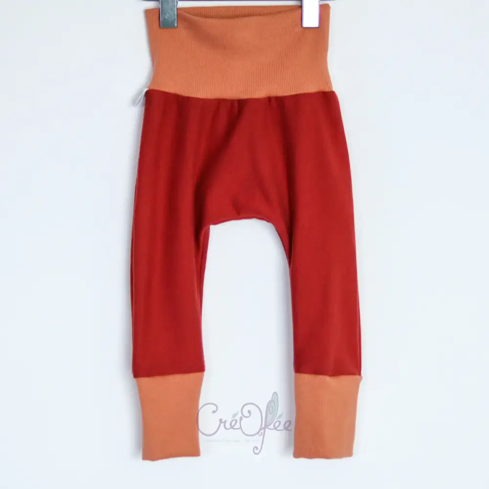 Sarouel évolutif terracotta et camel 3-12 mois